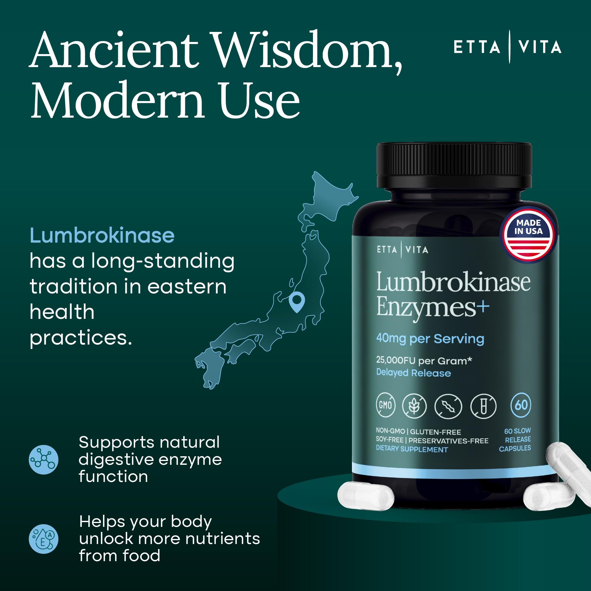 Third-party tested seal on Etta Vita bottle for purity and potency.