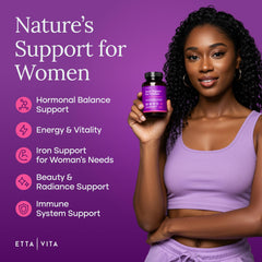 Close-up of Etta Vita capsules highlighting quality and easy daily use.