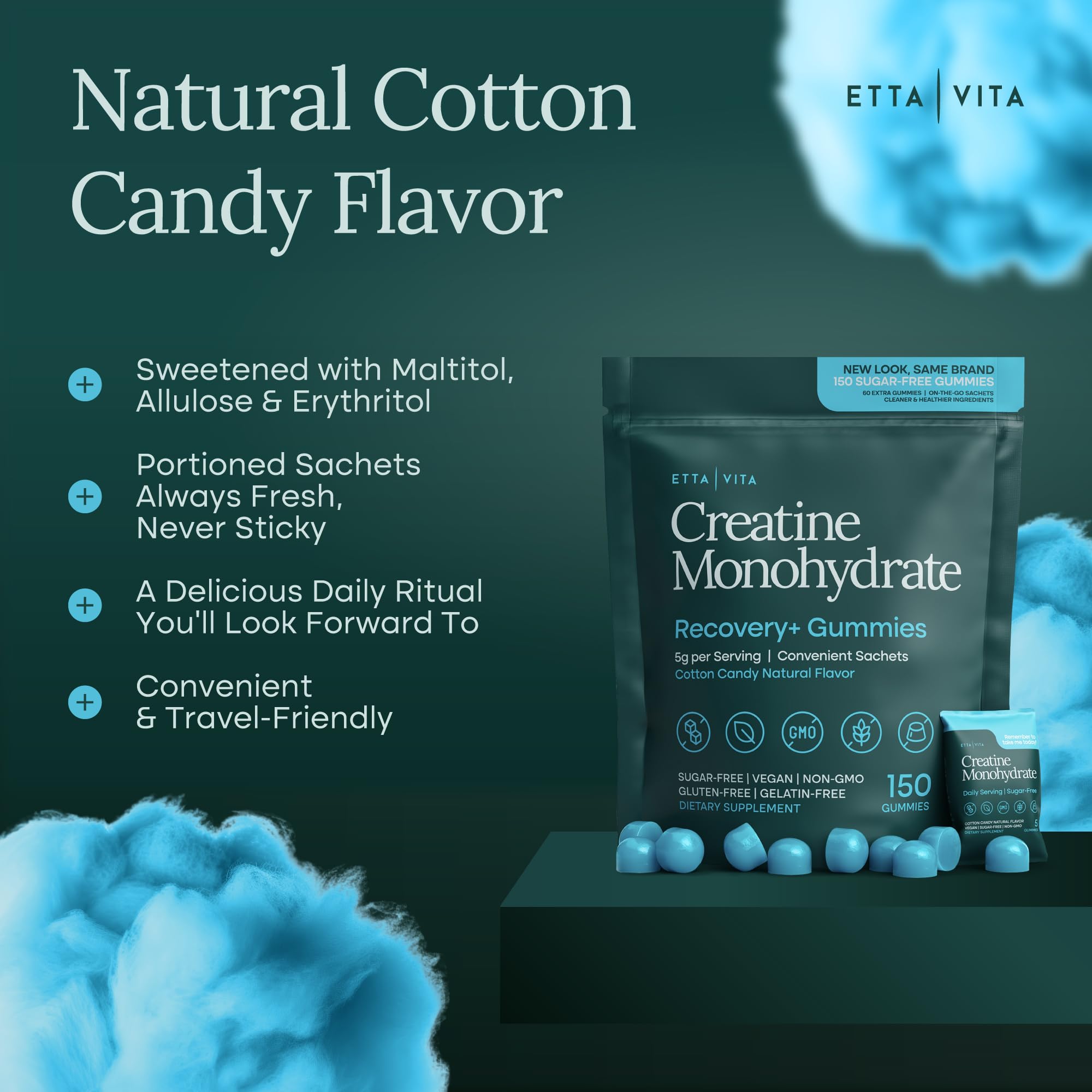 1 g per gummy serving highlights simple daily creatine intake with Etta Vita