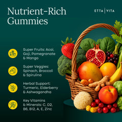 Etta Vita gluten-free vegan-friendly gummies in a colorful bottle.
