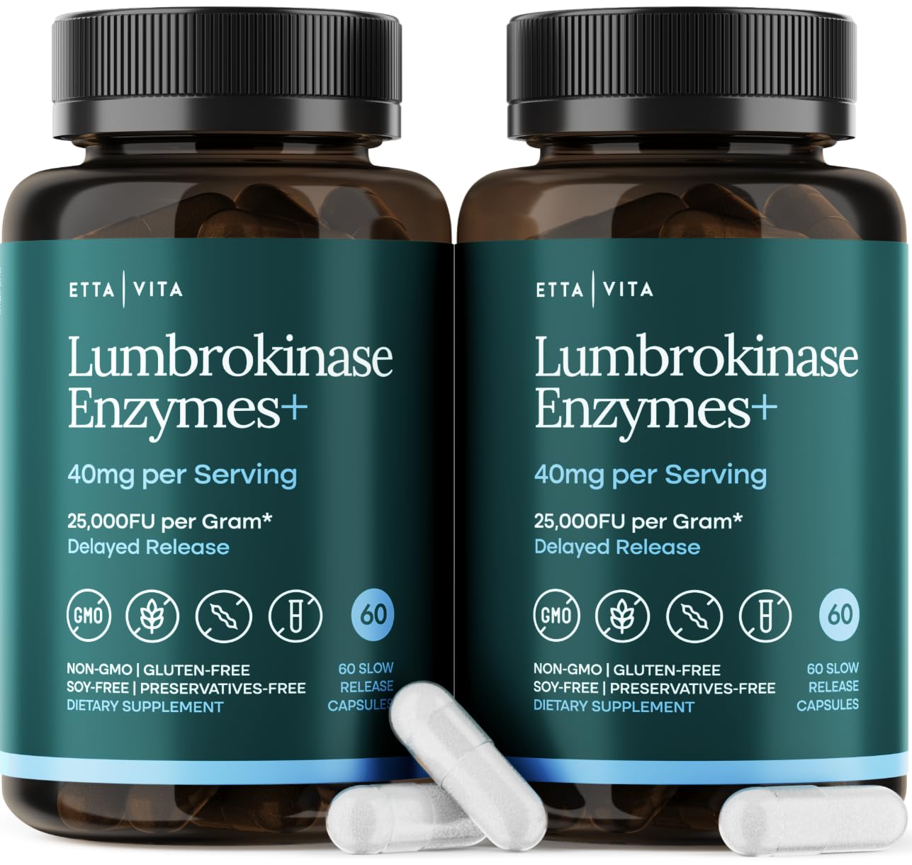 Etta Vita Potent Lumbrokinase bottle shown for digestion support
