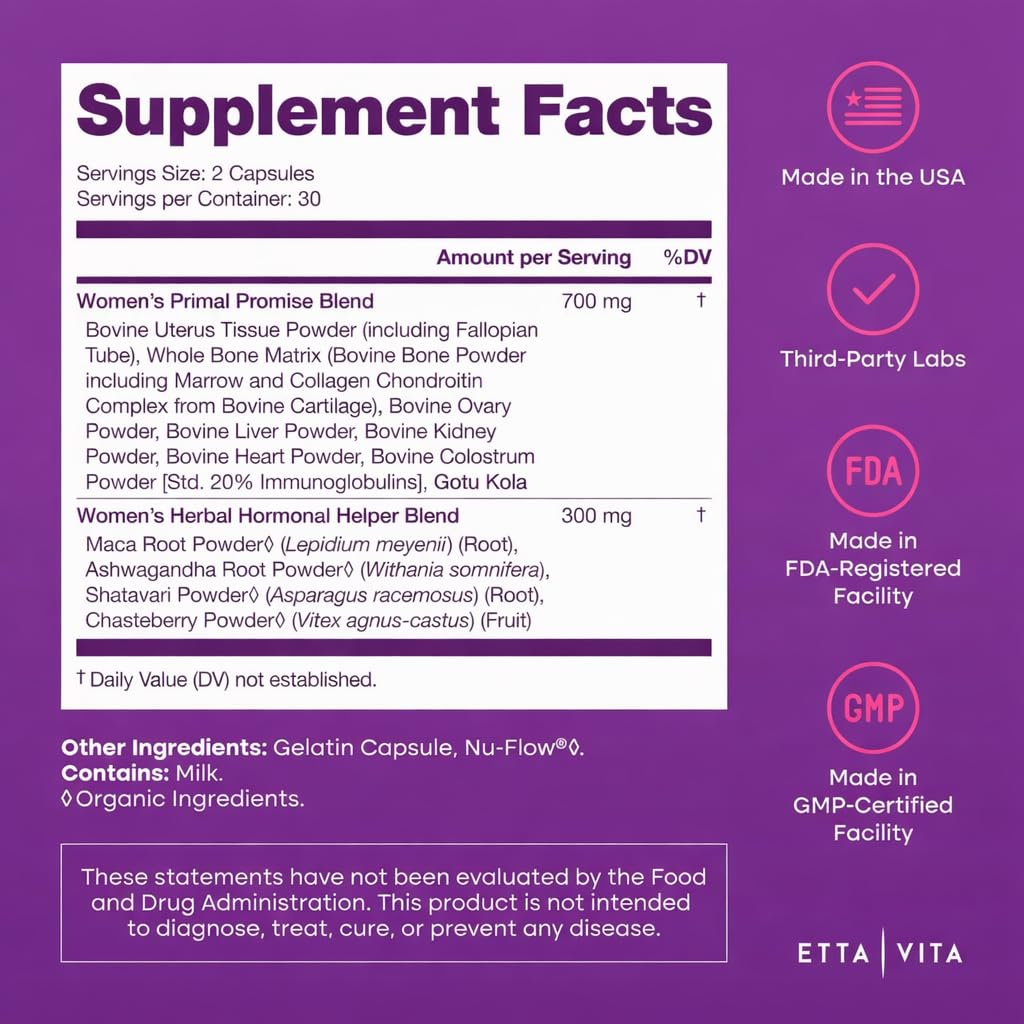 Shatavari, maca, and ashwagandha herbs displayed with Etta Vita for balance.