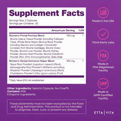 Shatavari, maca, and ashwagandha herbs displayed with Etta Vita for balance.