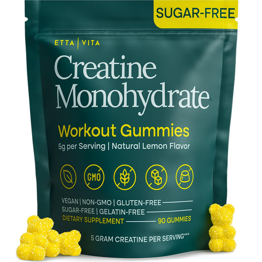 Etta Vita sugar-free creatine gummies lemon drops bottle for clean daily energy