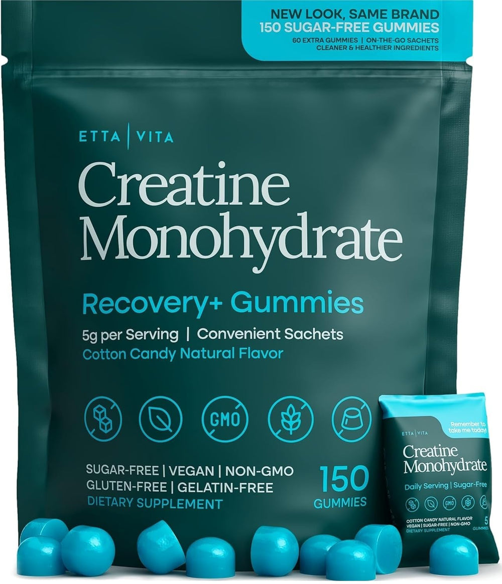 Etta Vita sugar-free creatine gummies pack for convenient strength support