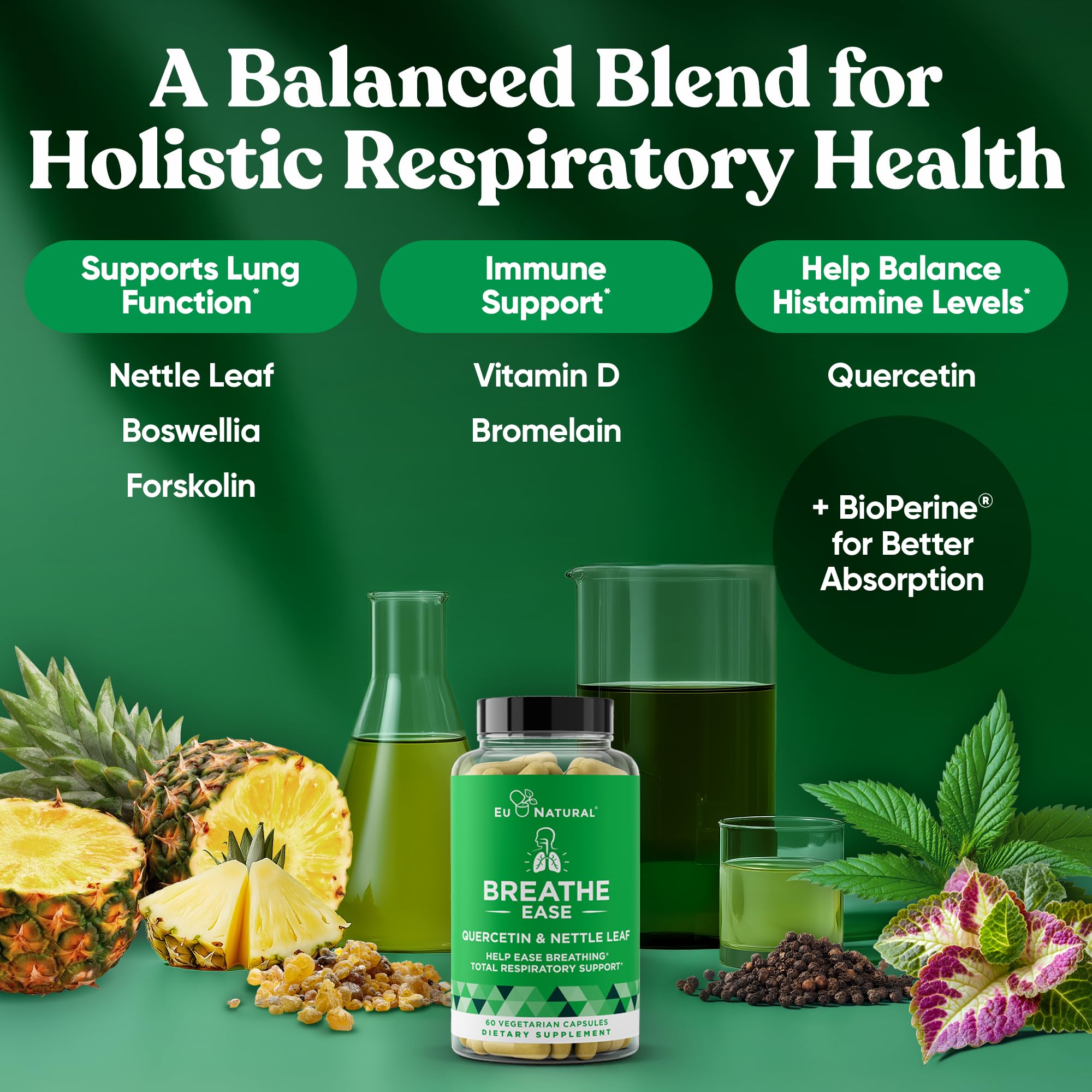 Ingredients pack graphic emphasizes pure, contaminant-free formulation for lung health