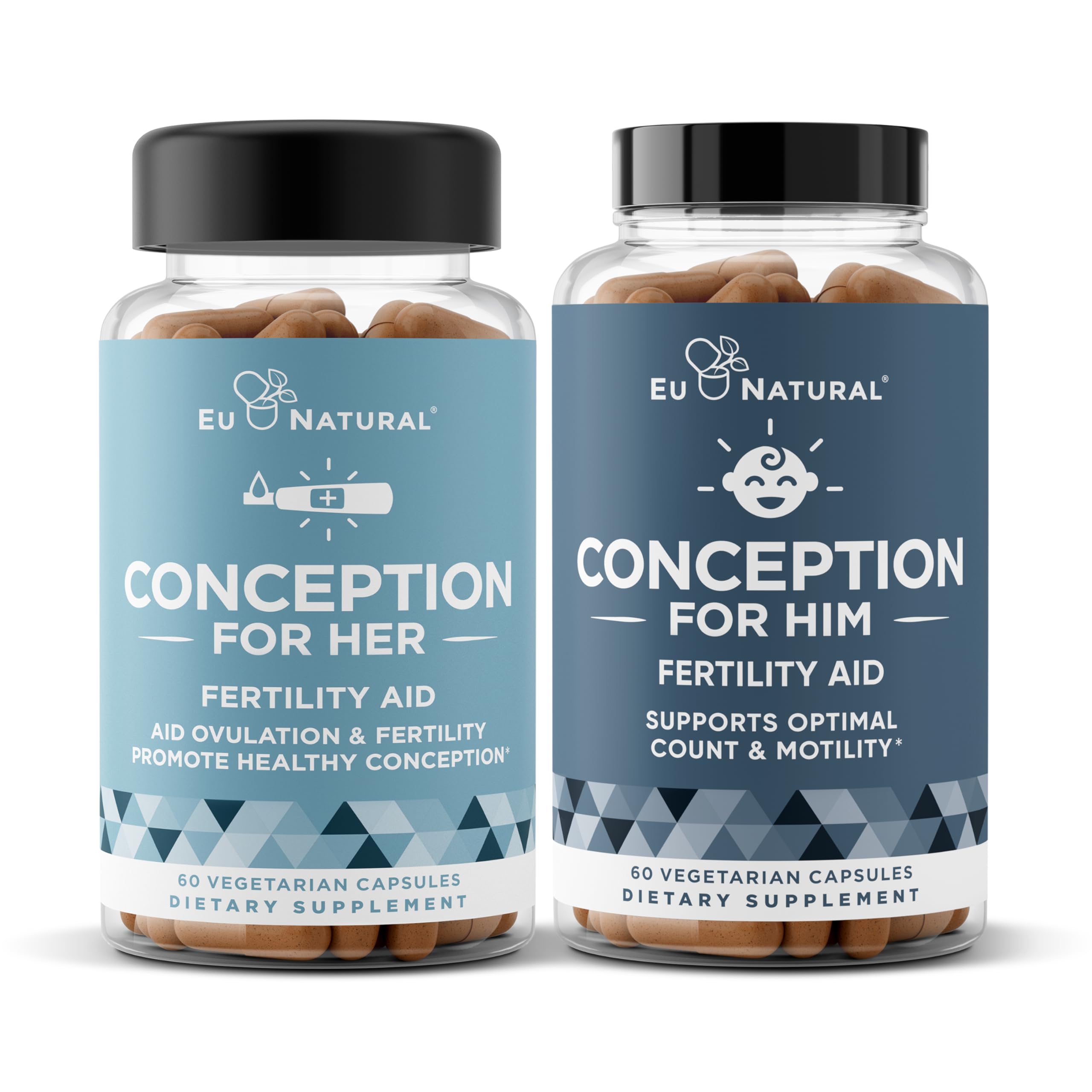 Eu Natural Conception for Her bottle shown for hormonal balance and cycle support.