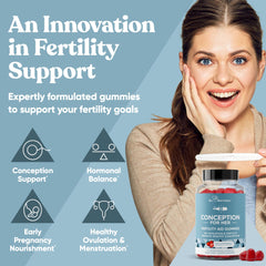 Eu Natural Conception for Her gummies close-up of strawberry flavor and chewy texture.