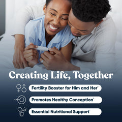 Eu Natural Conception for Her pills close-up showing ingredients for ovulation support.