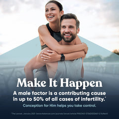 Eu Natural Conception for Him label closeup reveals 14 key nutrients.