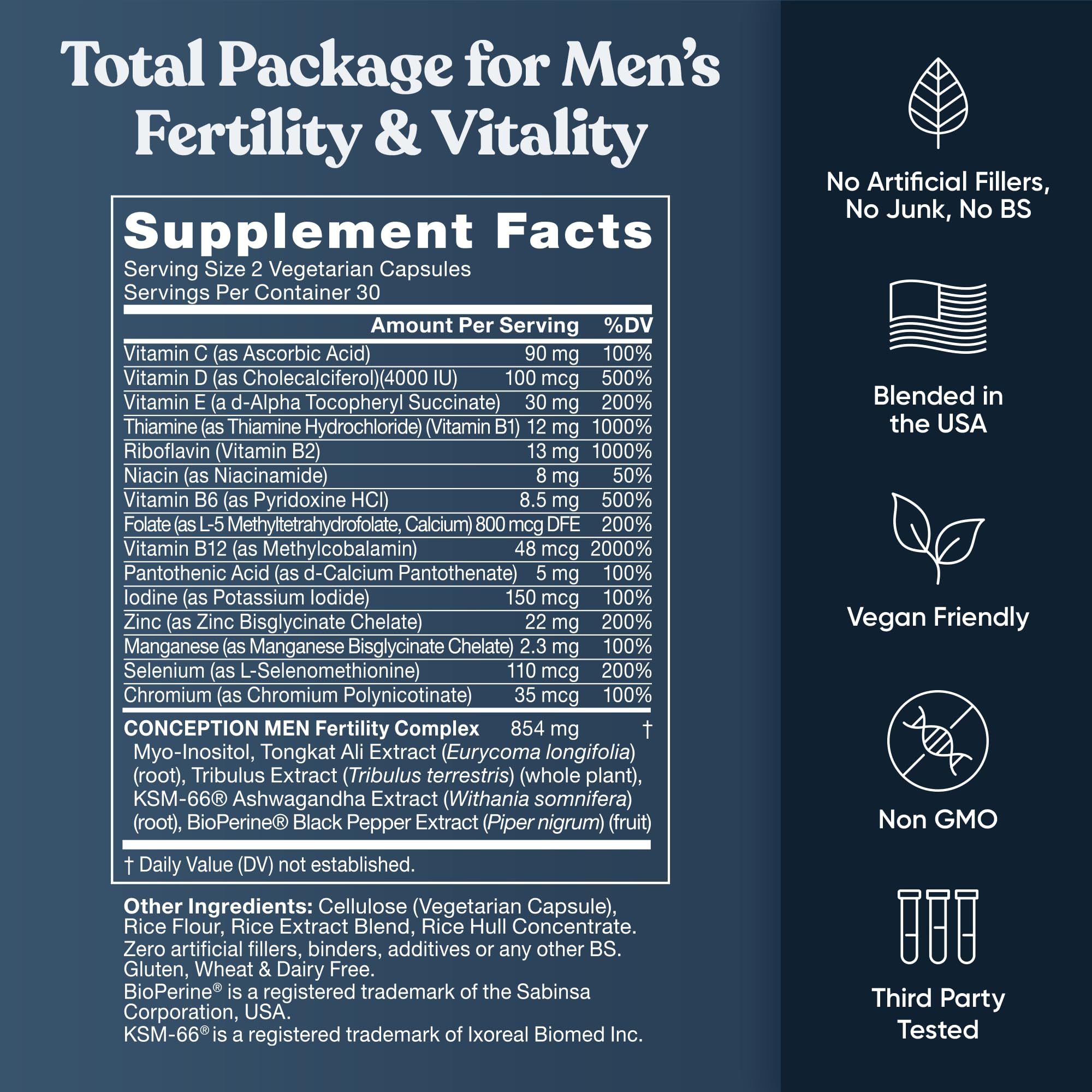 Eu Natural Conception for Him magnesium zinc folate - essential minerals for daily wellness.