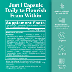 Label ingredients section on Flourish Probiotics for informed use.