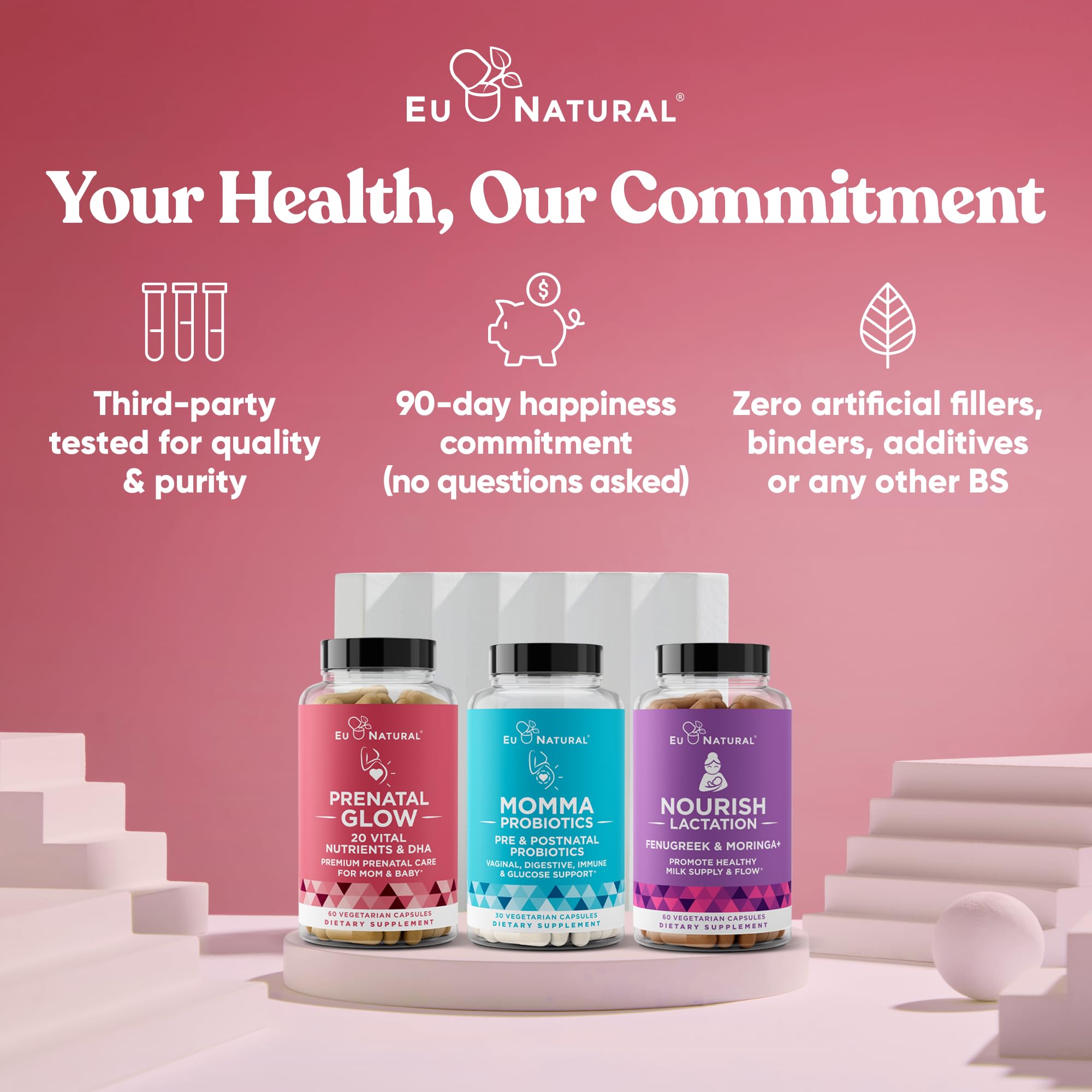 Eu Natural Glow Prenatal TRAACS minerals closeup emphasizes chelated minerals.