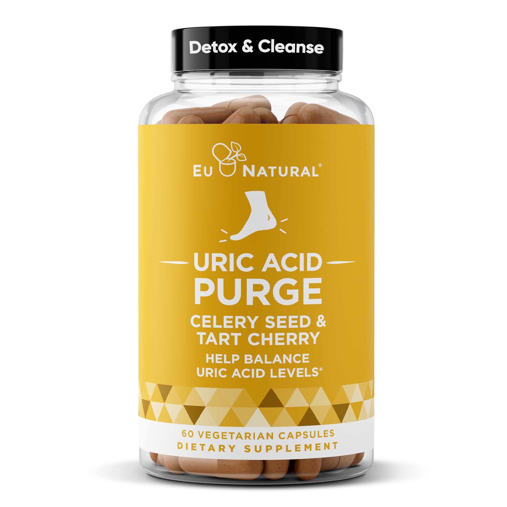 Eu Natural Purge Uric Acid Flush bottle with capsules supports daily joint comfort.