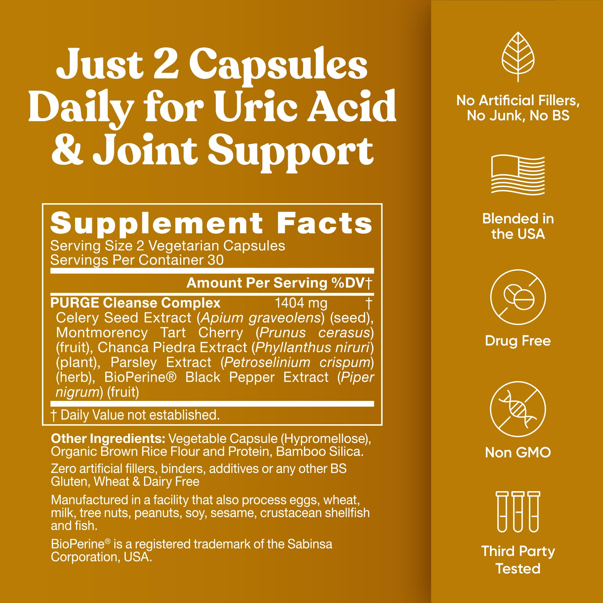 Eu Natural Purge Uric Acid Flush capsules on table ready for daily routine.