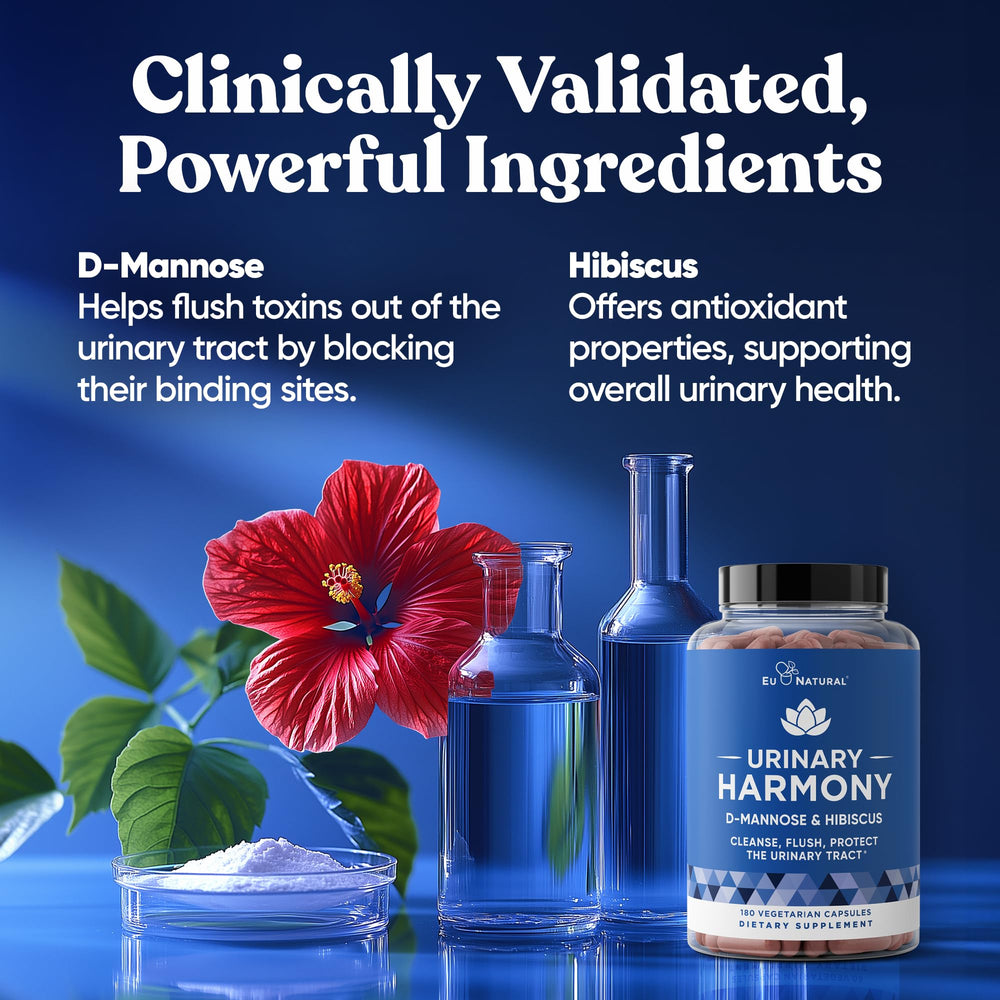 Eu Natural Urinary Harmony d-mannose capsules close-up