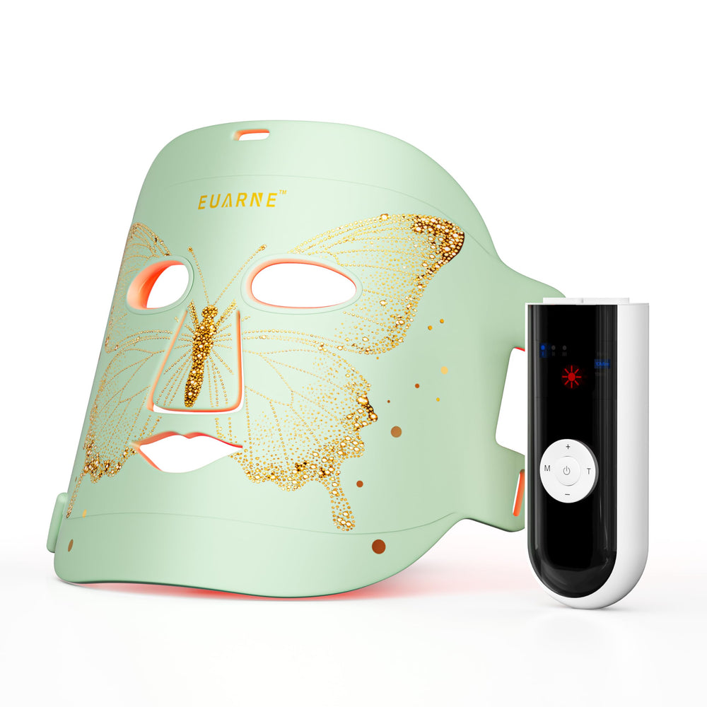 EUARNE LED face mask front view for at-home light therapy sessions.