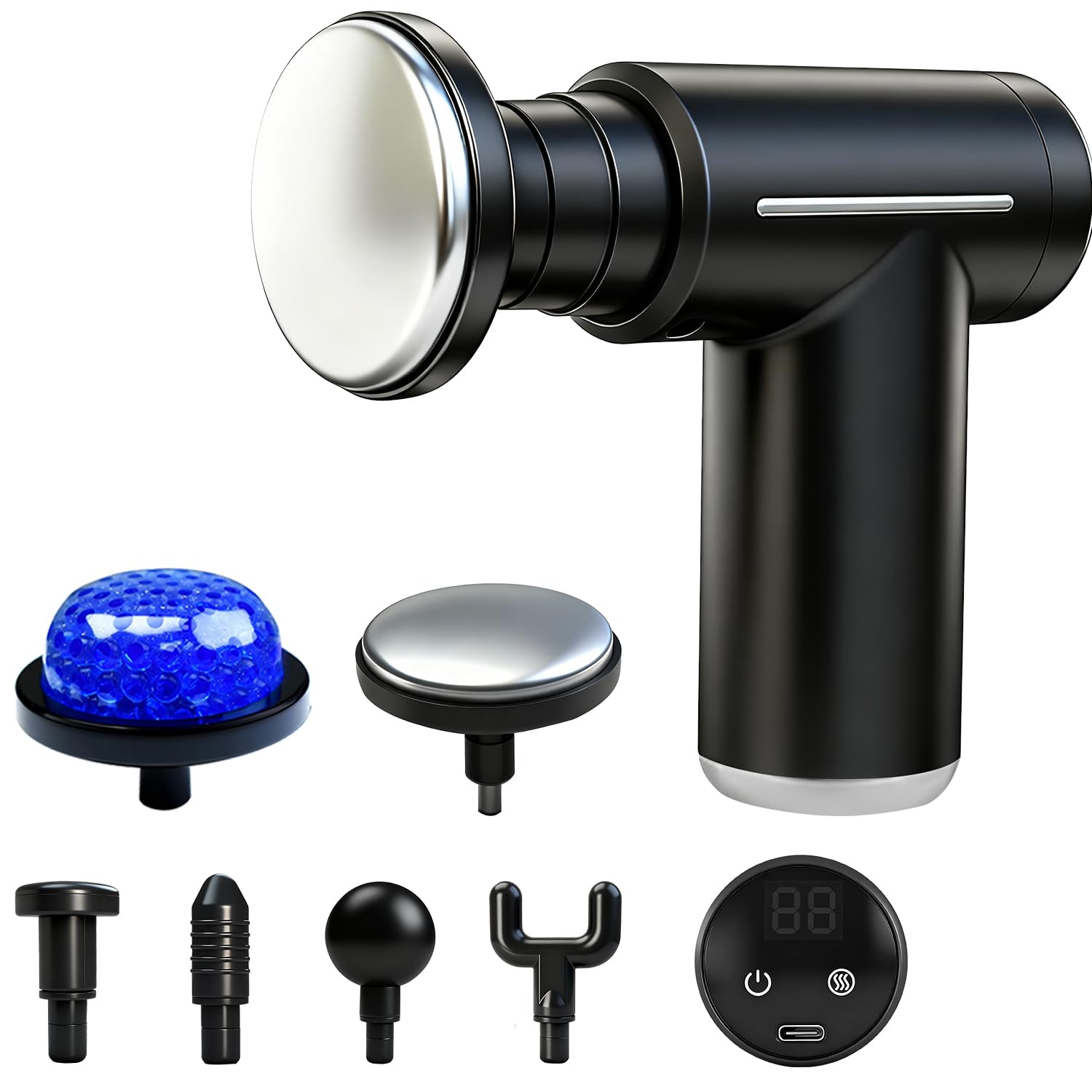 Eulay massage gun with heat head offering warm muscle relief after workouts.