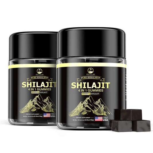 Eullsi Pure Himalayan Shilajit Gummies bottle suggests energy-support potential.