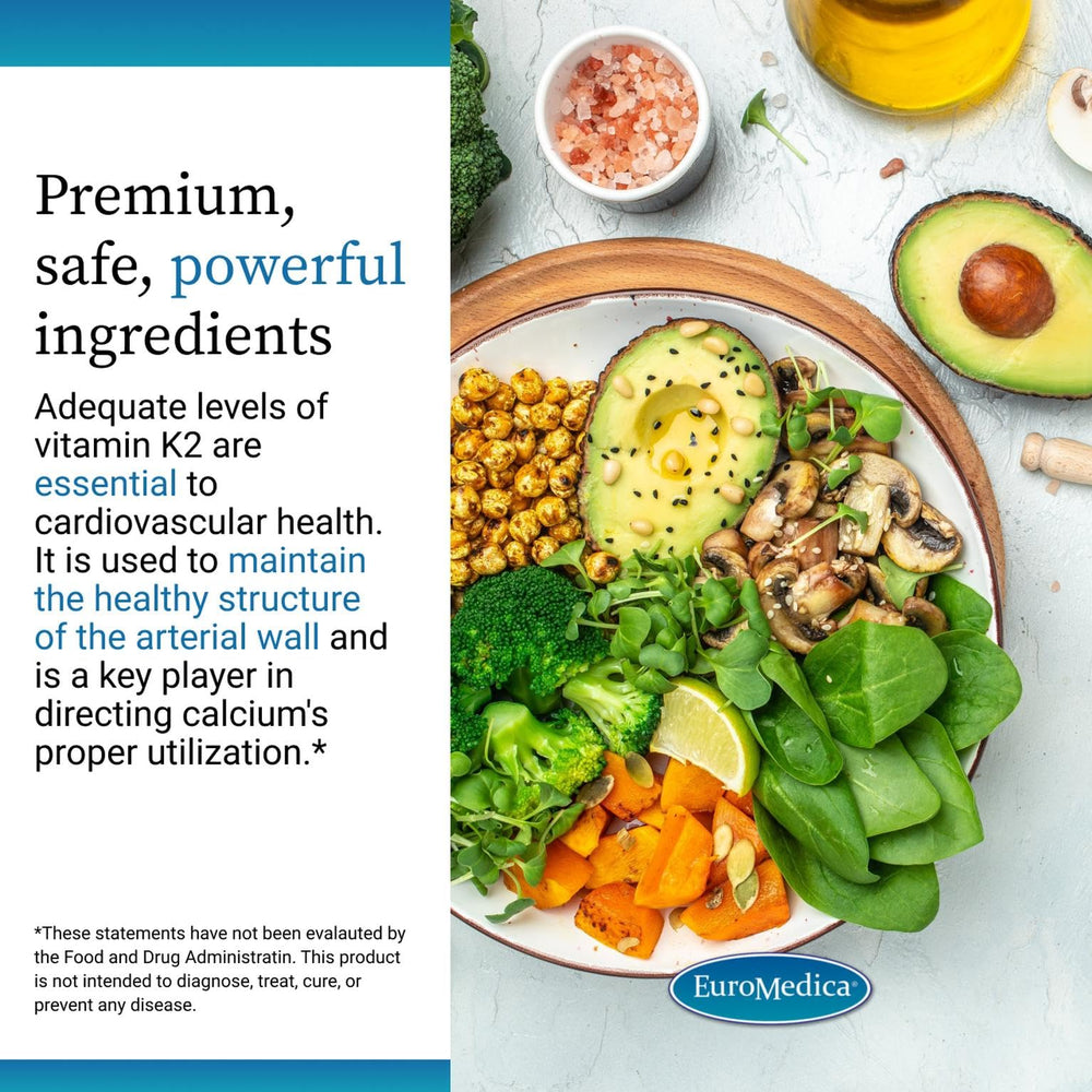 EuroMedica A•D•K2 packaging communicates clean label values