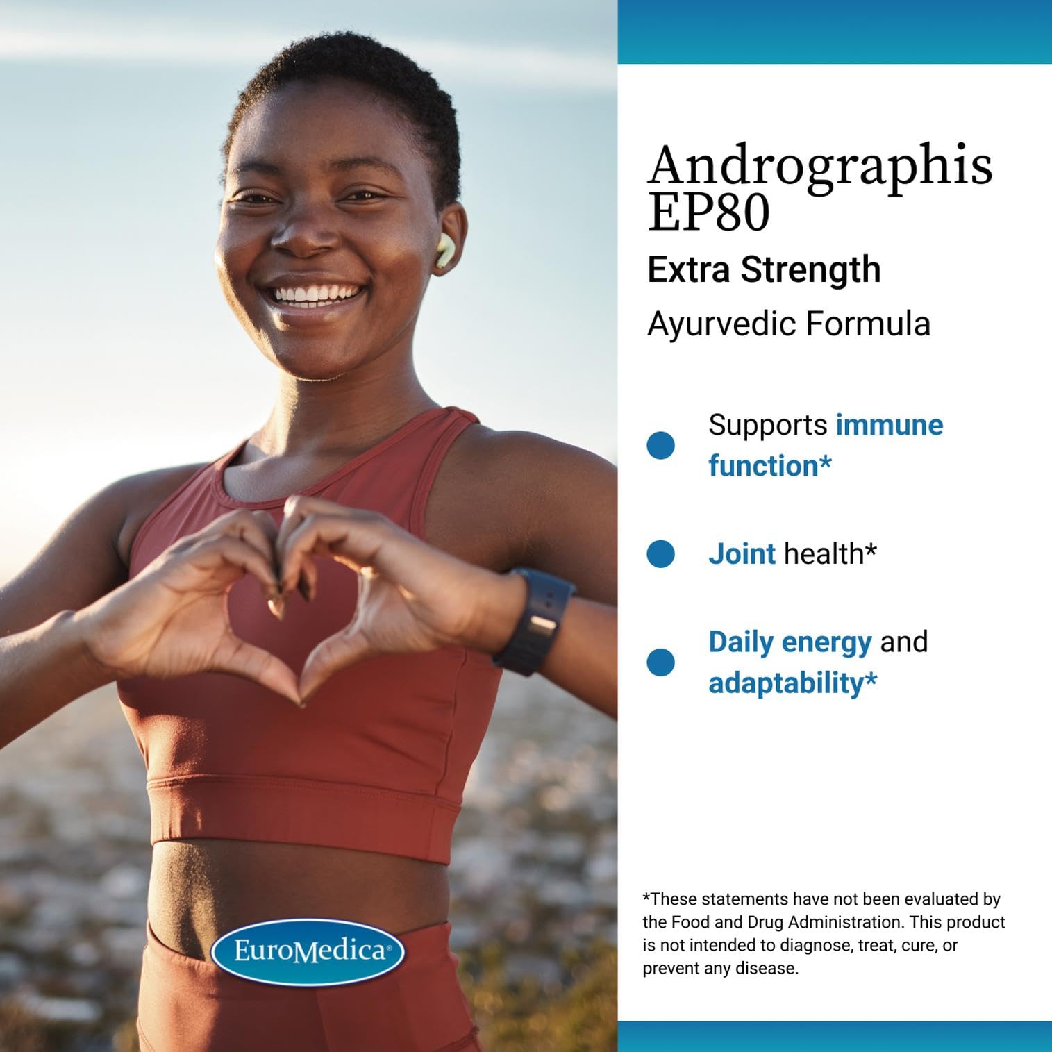 EuroMedica Andrographis EP80 label detail emphasizing liver health support