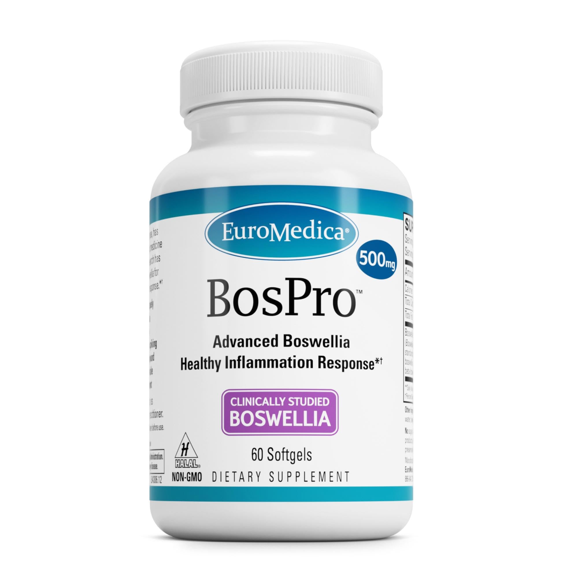 EuroMedica BosPro boswellia softgel closeup for daily lung support.