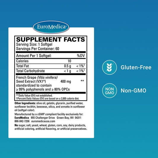 EuroMedica Clinical OPC grape seed extract capsules