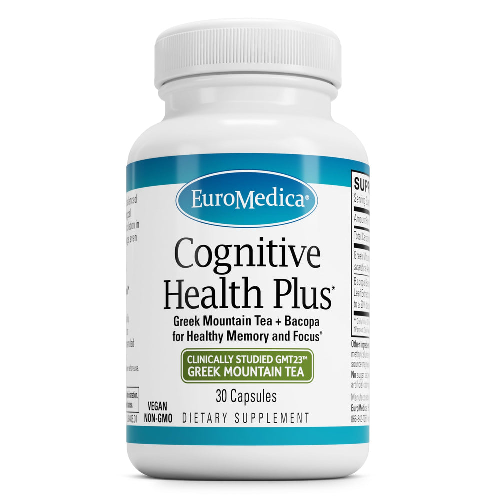 EuroMedica Cognitive Health Plus bottle front for daily focus support.