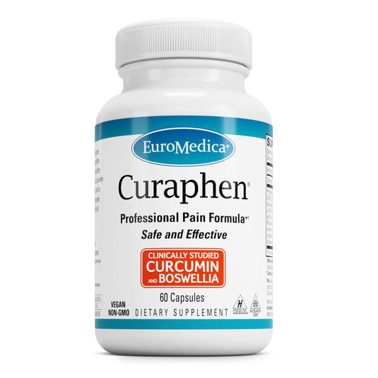 EuroMedica Curaphen bottle front shows circulation and endorphin support formula