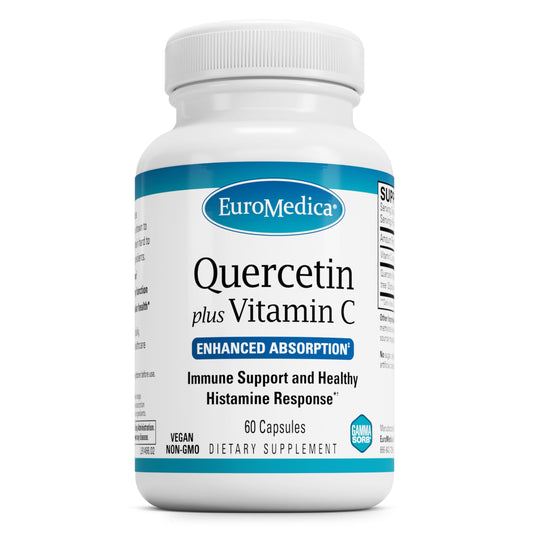 EuroMedica Quercetin Plus Vitamin C bottle front view for immune support