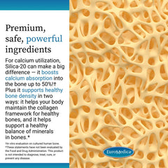 EuroMedica Silica-20 packaging graphic illustrating bone and collagen themes