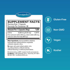Close-up of EuroMedica Tri-Iodine capsules showing a reliable daily source.