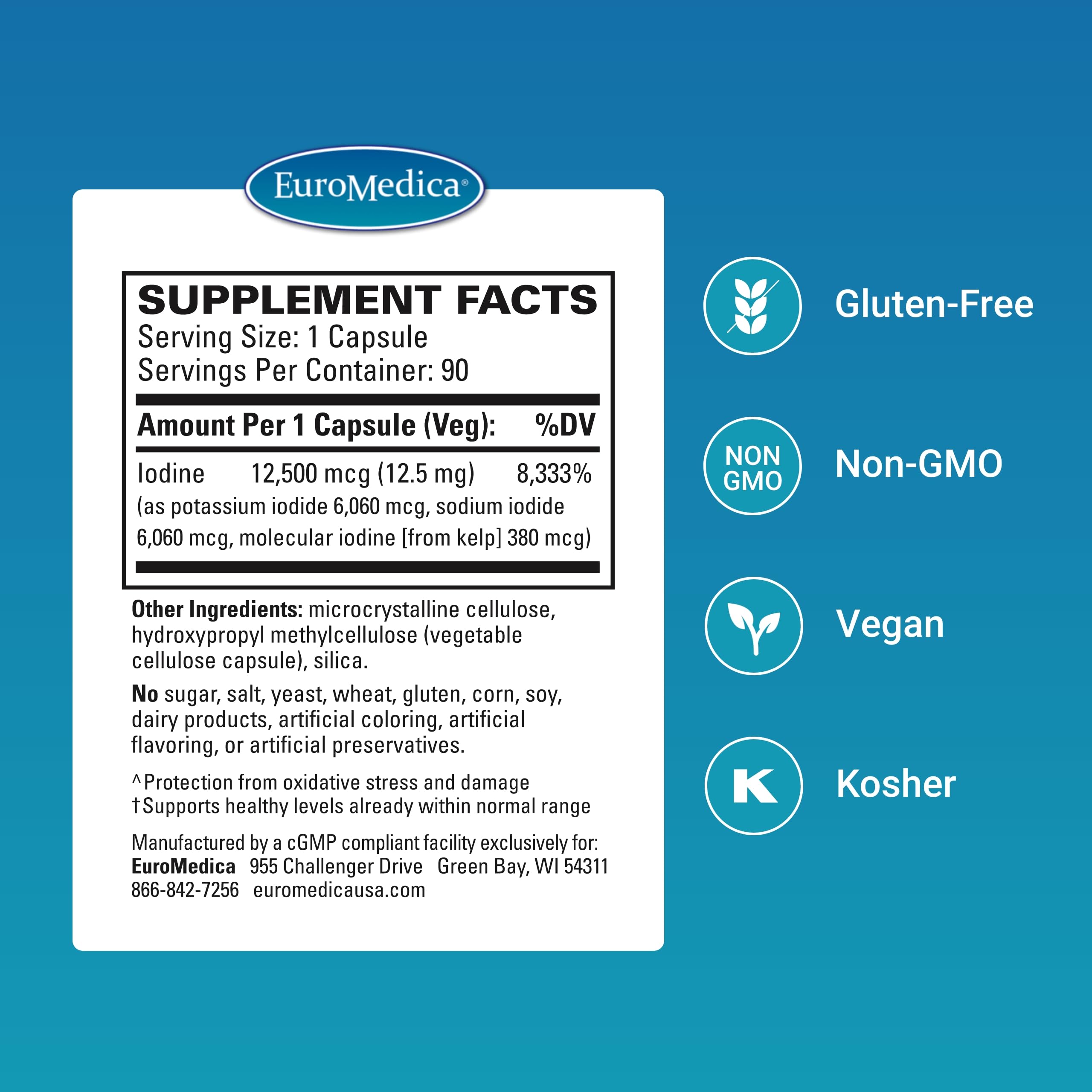 EuroMedica Tri-Iodine capsules for daily thyroid and immune support.