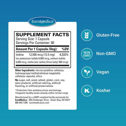 EuroMedica Tri-Iodine capsules for daily thyroid and immune support.