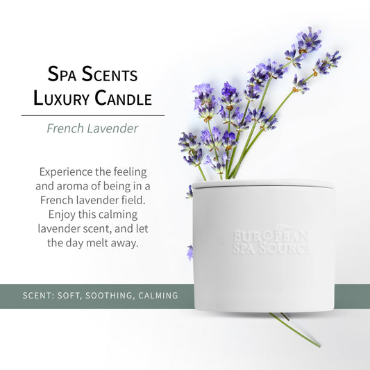 European Spa Source French Lavender candle wax close-up showing soy blend and clean burn.