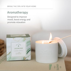 European Spa Source Jasmine Luxury Candle close-up wax detail highlights natural fragrance oils