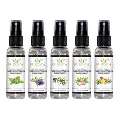 EuroSpa Aromatics eucalyptus oil bottle pour for invigorating shower aromatherapy.
