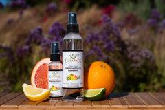EuroSpa Aromatics eucalyptus oil bottle with spray demonstrates spa-like ambience during daily showers.