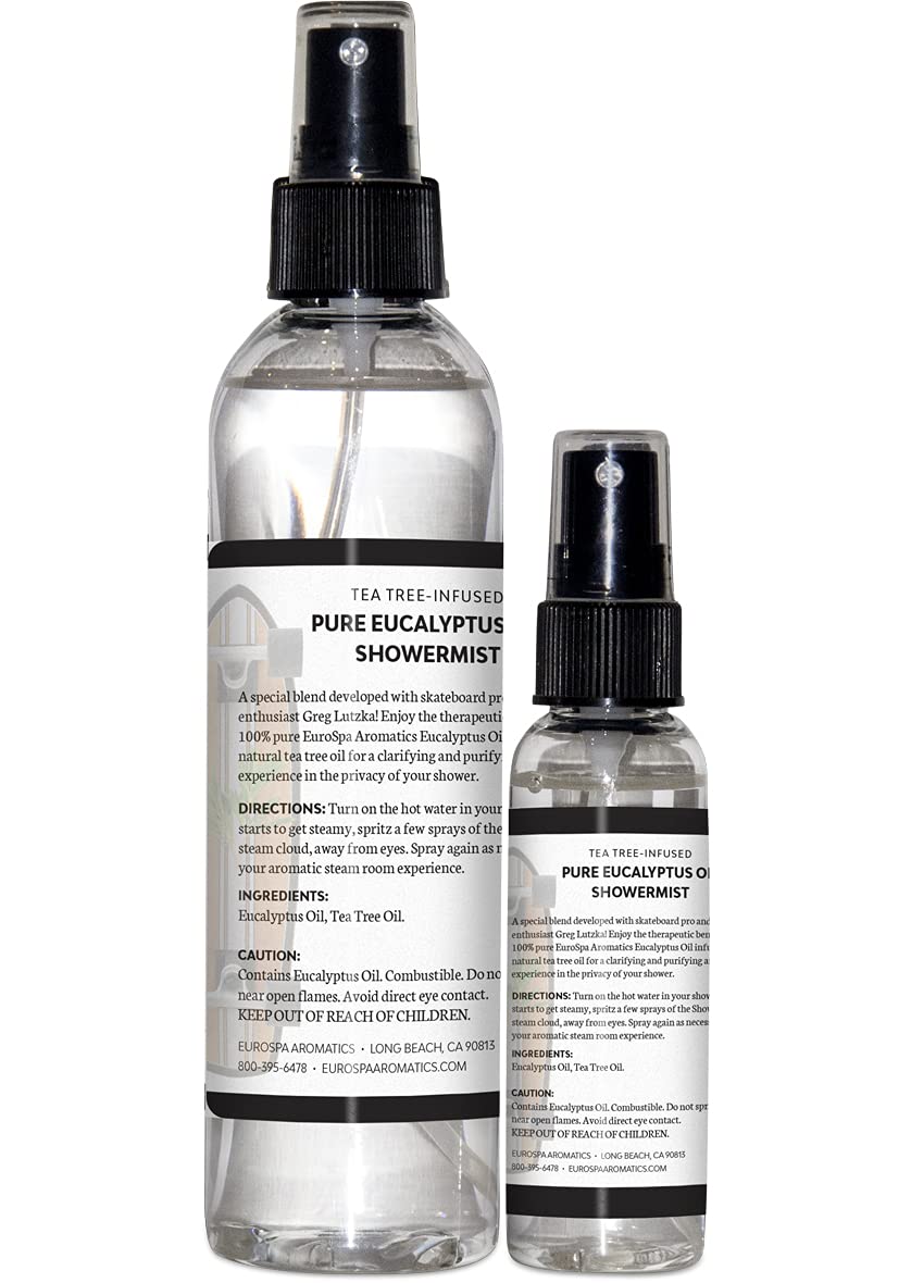 EuroSpa Aromatics pure eucalyptus oil bottle 2oz for travel-friendly aromatherapy on the go.