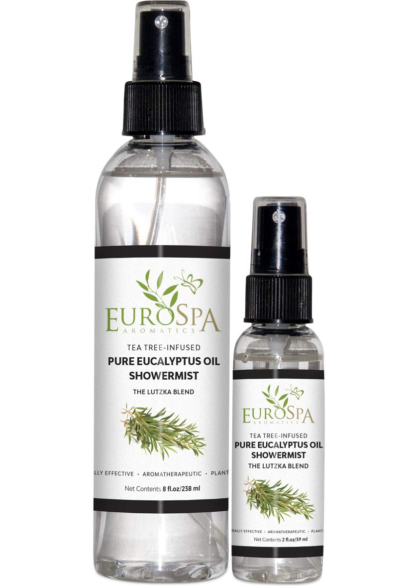 EuroSpa Aromatics pure eucalyptus oil bottle 8oz for a spa-like shower aroma.