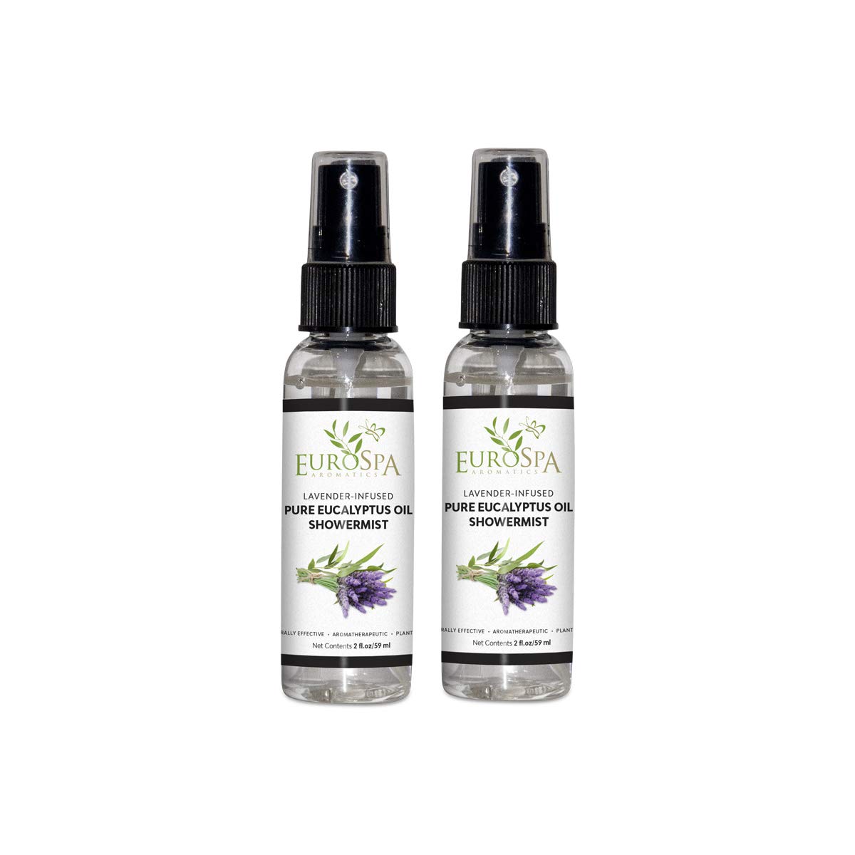 EuroSpa Aromatics pure eucalyptus oil showermist bottle ready for at-home spa aromatherapy.