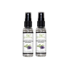 EuroSpa Aromatics pure eucalyptus oil showermist bottle ready for at-home spa aromatherapy.