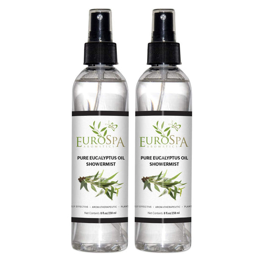 EuroSpa Aromatics Pure Eucalyptus Oil bottle front view for home spa rituals.