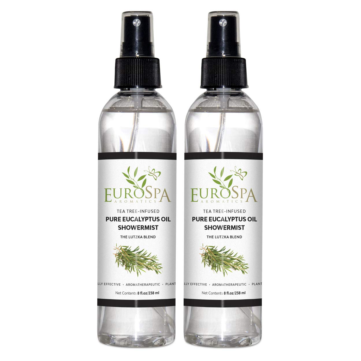 EuroSpa Aromatics pure eucalyptus oil showermist bottle for spa-at-home rituals.