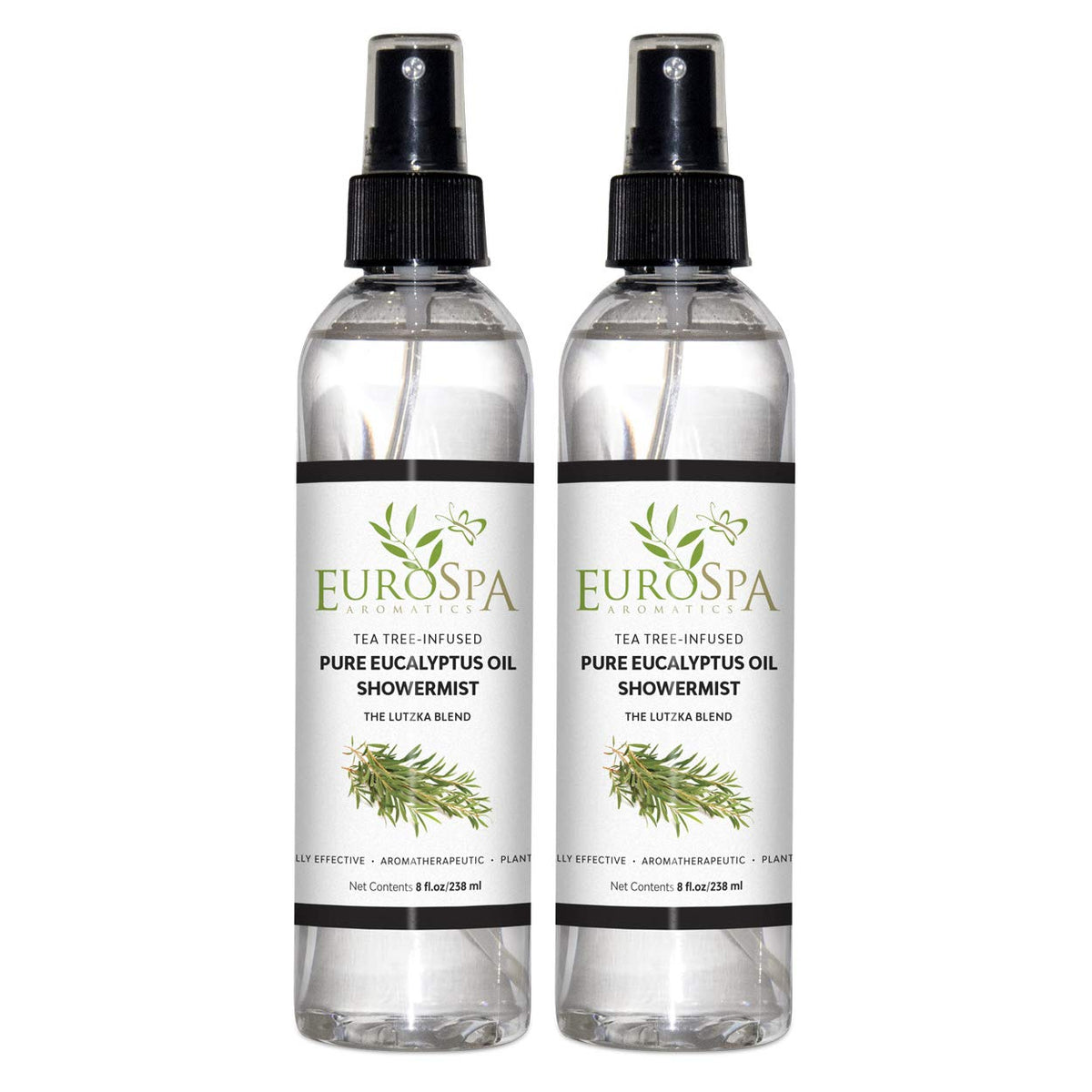 EuroSpa Aromatics pure eucalyptus oil showermist bottle for spa-at-home rituals.