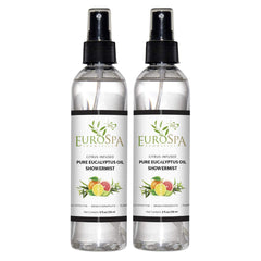 EuroSpa Aromatics Pure Eucalyptus Oil ShowerMist bottle offers invigorating aromatherapy for a refreshing shower.