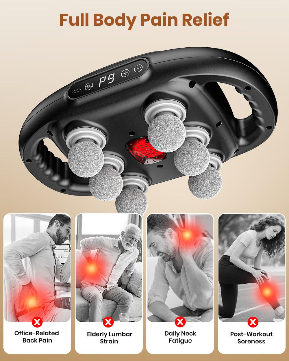 EURPMASK massage gun relieves neck tension with quiet operation and adjustable intensity.