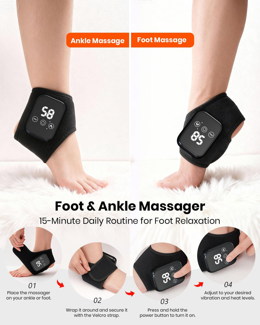 EURPMASK Foot Renew Massager 3-Level Settings personalize your comfort session.