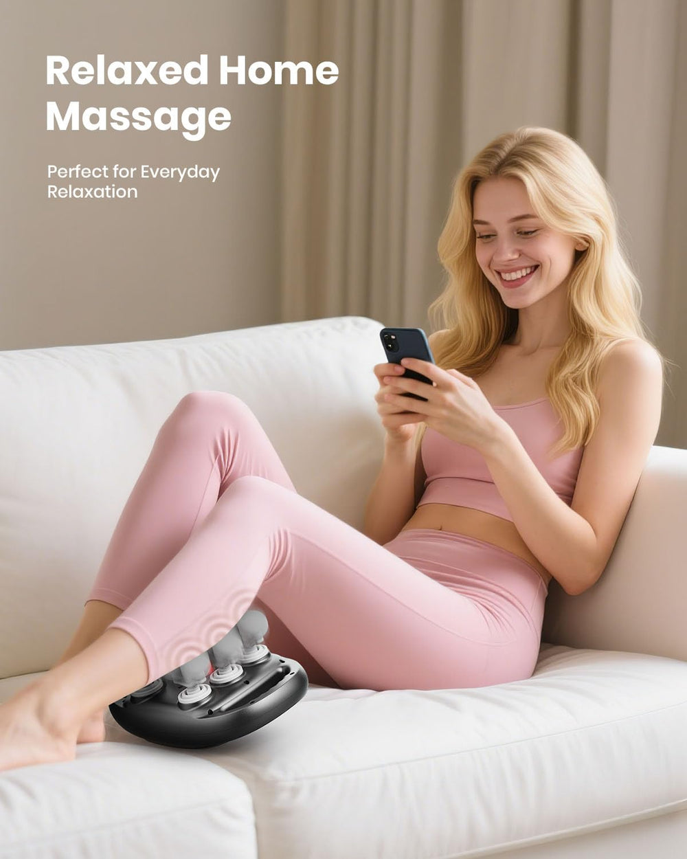 EURPMASK low-noise massage gun for discreet use at home.