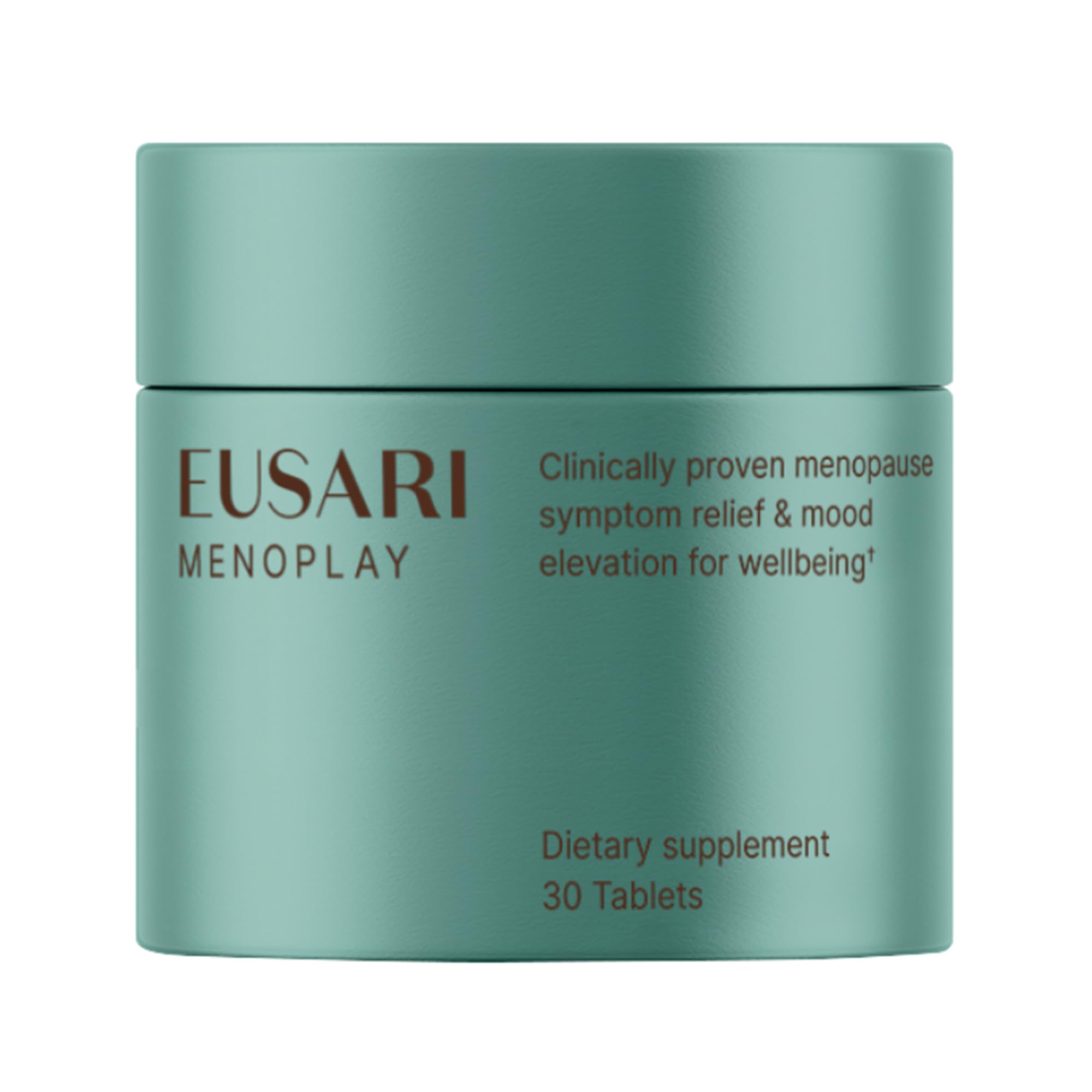 Eusari Menoplay packaging box showing non-hormonal menopause relief potential.